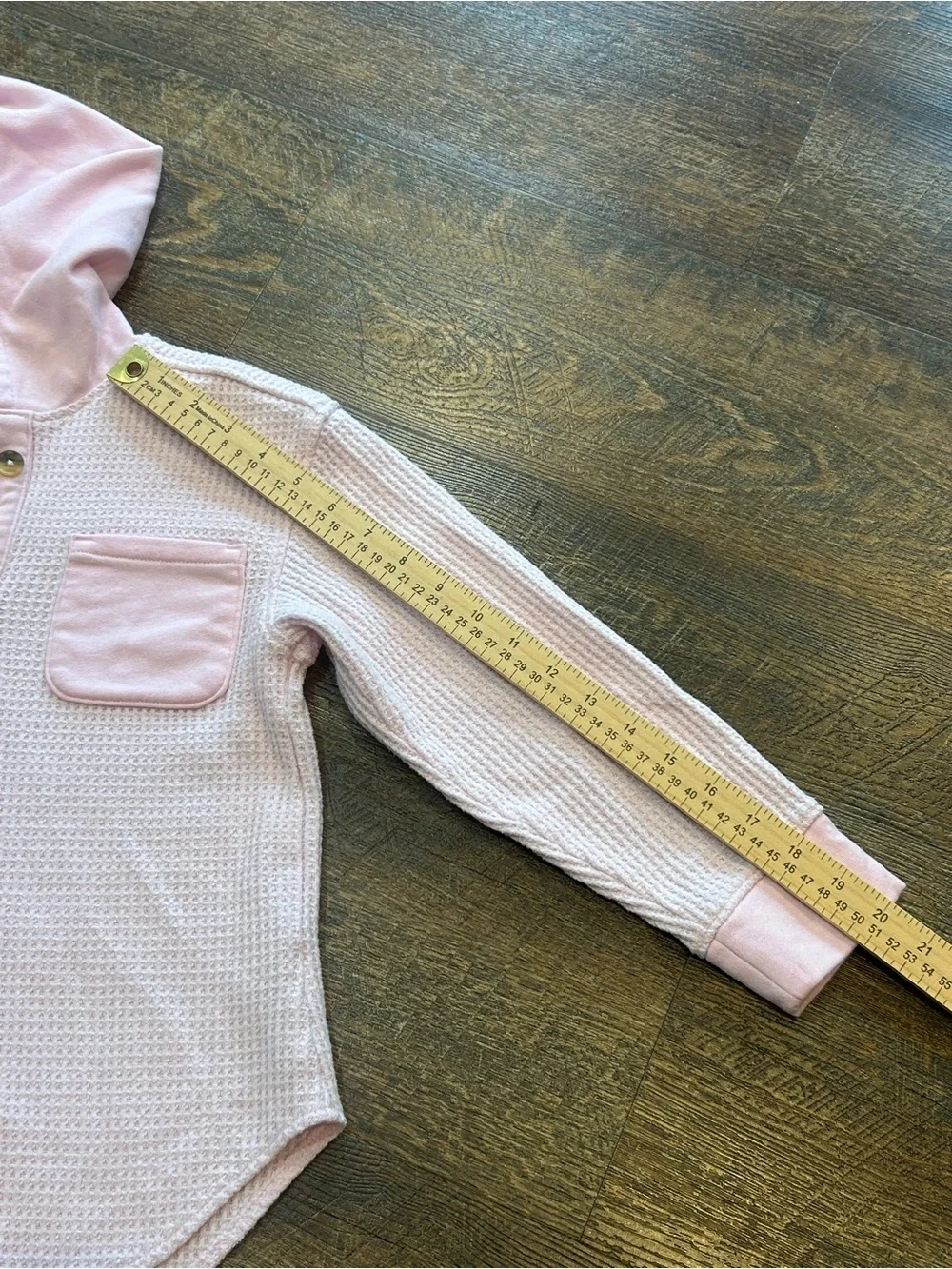 Old Navy Light Pink Hooded Waffle-Knit Button Front Top